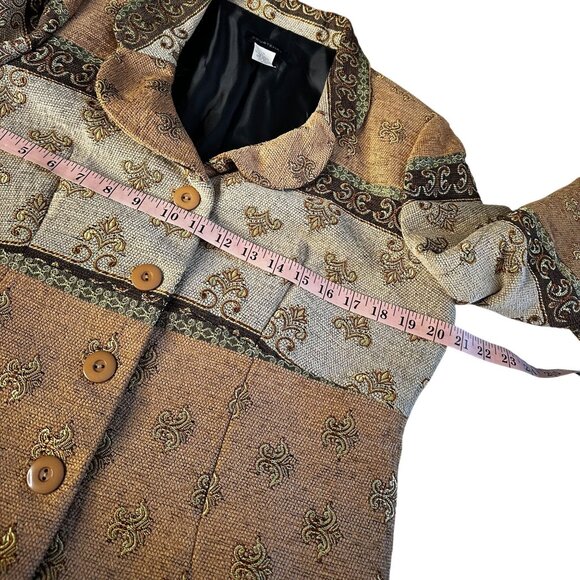 Vintage Courtenay Tapestry Blazer Fall Floral Jacquard Jacket Sz 12 - Picture 9 of 10